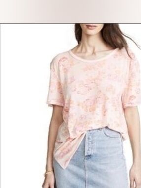 Free People Light Pink Floral Tourist Tee